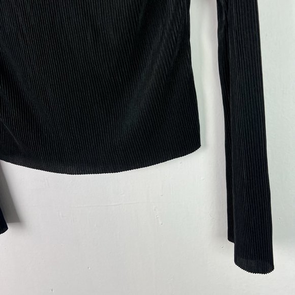 NWOT Ro & De Plisse Pleated Long Sleeve Buttondown Shirt Black Size Small S NEW - Picture 10 of 11